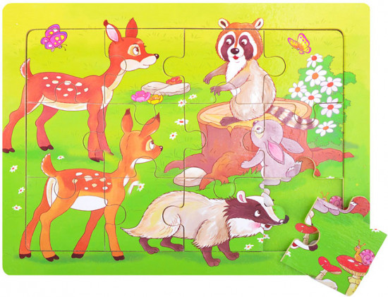 Пазл в рамке »Лесные друзья»