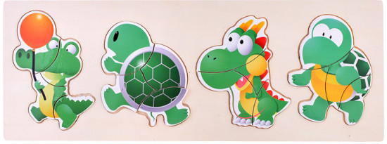 Пазл-вкладыш «Крокодил, Дино и черепашки»