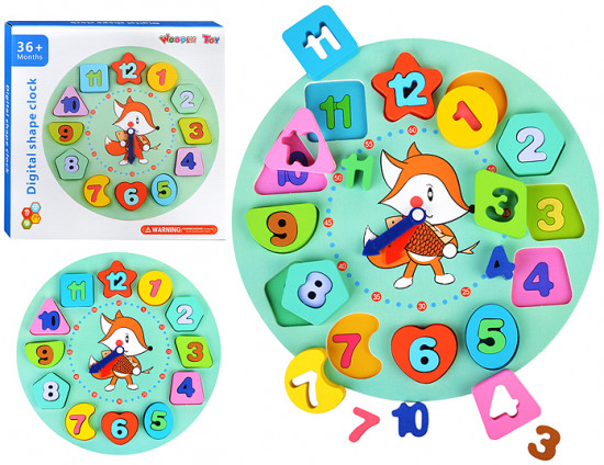 Пазл-вкладыш «Веселые часики» в коробке