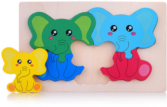 Пазл-вкладыш «Семья слоников»