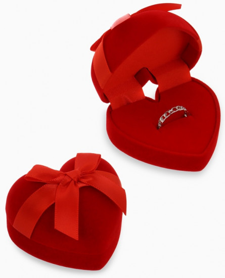 Футляр бархатный под серьги/кольцо «Сердце»