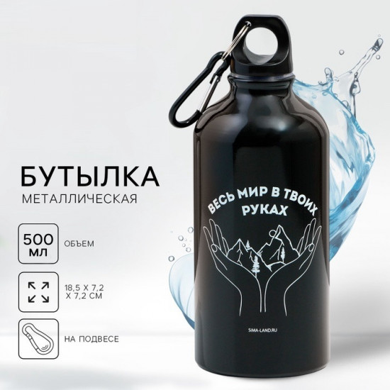 Бутылка для воды металлическая «Весь мир»