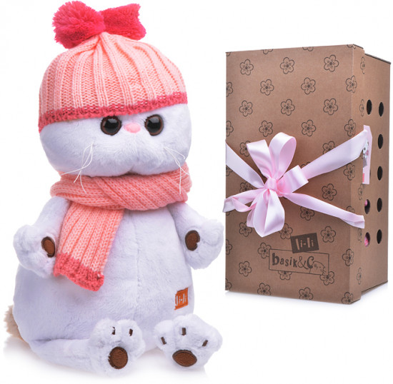 Игрушка мягкая «Кошка Ли-Ли в розовой шапке с шарфом»