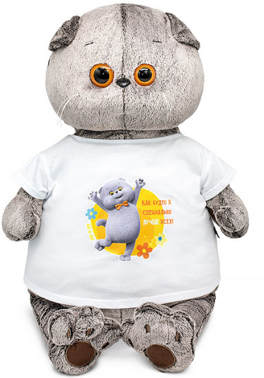 Игрушка мягкая «Кот Басик в футболке с принтом Мультсериал»