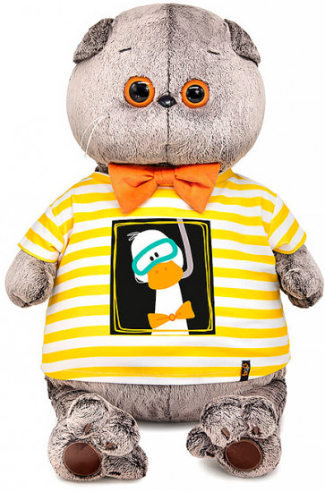 Игрушка мягкая «Кот Басик в футболке Гусик в маске для плавания»