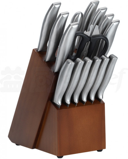 Набор кухонных ножей с подставкой из дерева