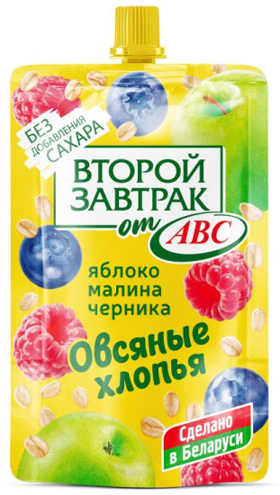 Десерт фруктовый без сахара «Яблоко, малина и черника с овсяными хлопьями»