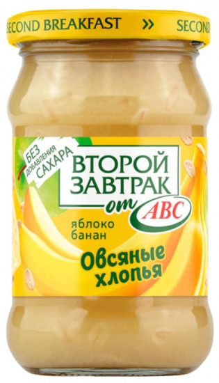 Десерт фруктовый без сахара «Яблоко и банан с овсяными хлопьями»