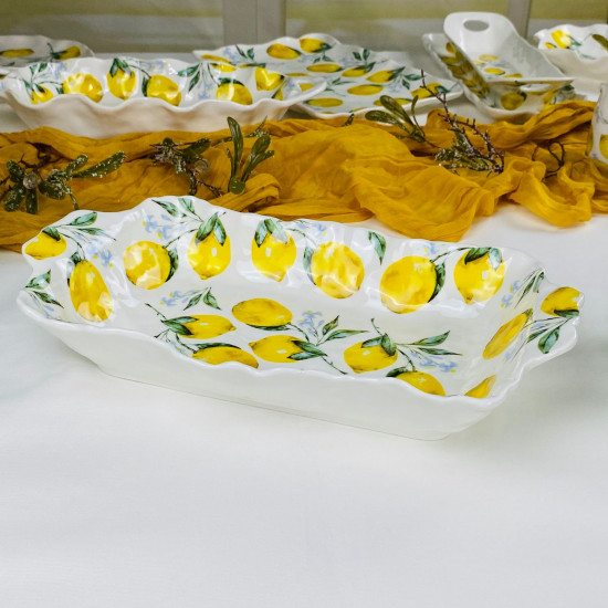 Прямоугольное глубокое блюдо «Лимоны»
