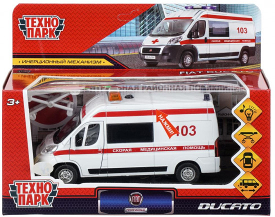 Металлическая инерционная модель «Fiat Ducato Скорая помощь»