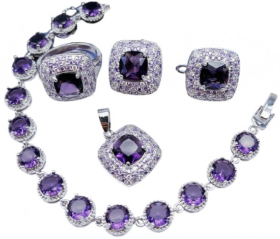 Комплект украшений из бижутерного сплава c фианитом