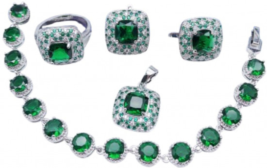 Комплект украшений из бижутерного сплава c фианитом