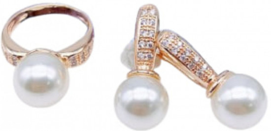 Комплект из бижутерного сплава с жемчугом