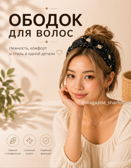 Ободок для волос широкий
