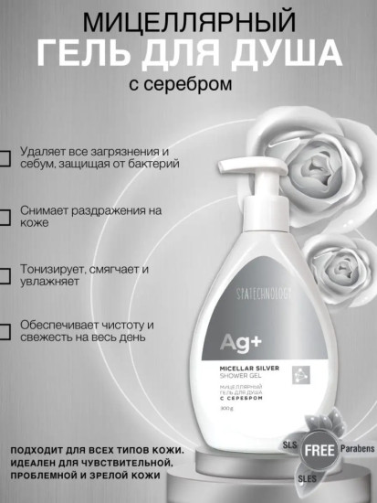 Мицеллярный гель для душа с серебром