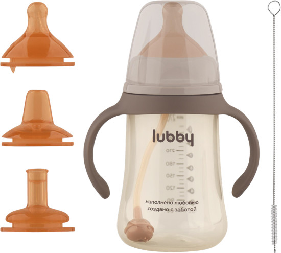 Поильник-непроливайка со сменным носиком, трубочкой, молочной соской и ершиком «3 в 1»