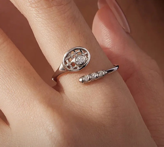 Серебряное кольцо Ракетка 