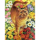 Роспись по холсту «Кот в цветах» по номерам (40 х 30 см)
