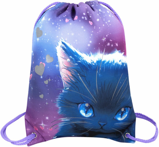 Мешок для обуви, карман, подкладка, светоотражайка, 43х33 см, Anime cat, 272421