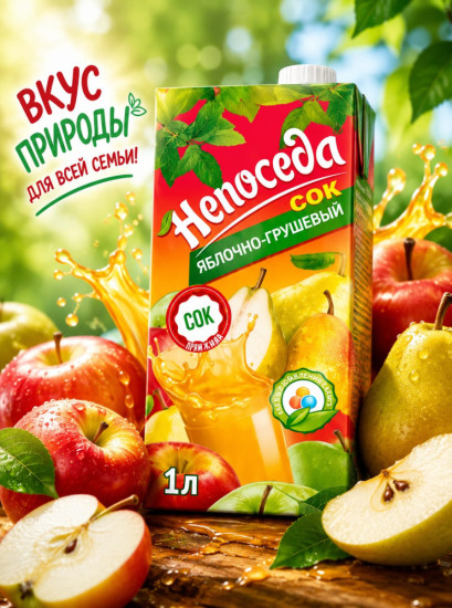 Сок яблочно-грушевый без добавления сахара 