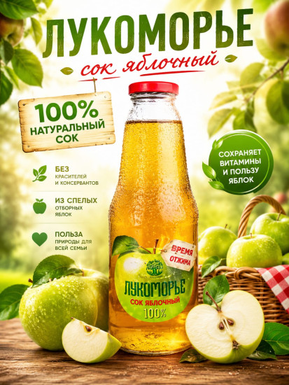 Сок яблочный прямого отжима без сахара