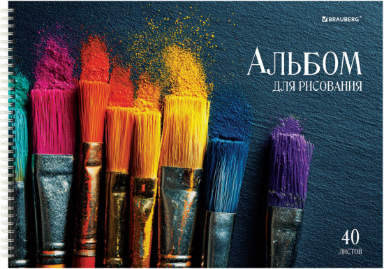 Альбомы для рисования, А4, 40 л., Комплект 2 шт., гребень, глянцевый лак, 200х290 мм, «Кисти», 107735