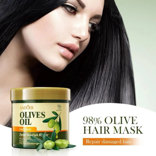 Hair Mask Olives OIL 98%, (Маска для волос с оливковым маслом, скваланом), 500 мл