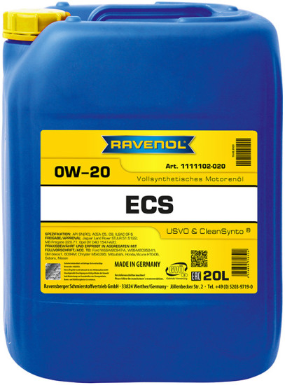 Моторное масло RAVENOL ECS EcoSynth 0W-20