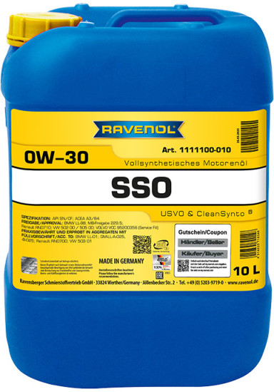 Моторное масло RAVENOL SSO 0W-30