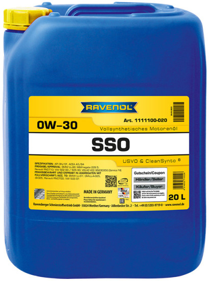 Моторное масло RAVENOL SSO 0W-30