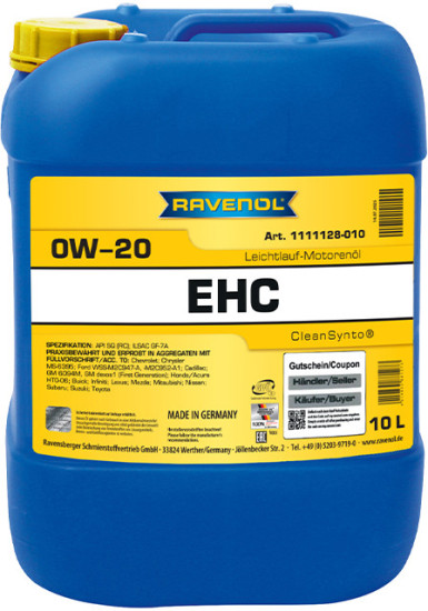 Моторное масло RAVENOL EHC 0W-20