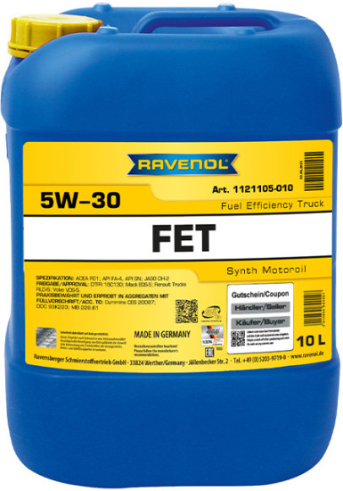 Моторное масло RAVENOL FET 5W-30