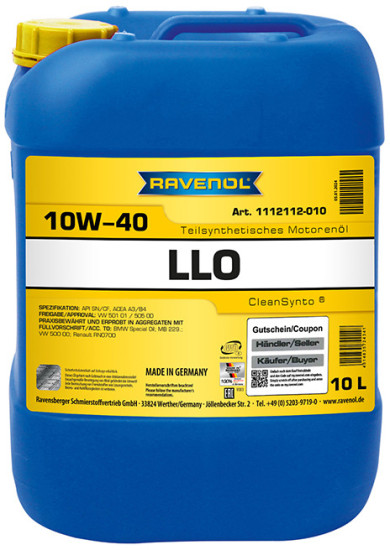 Моторное масло RAVENOL LLO 10W-40