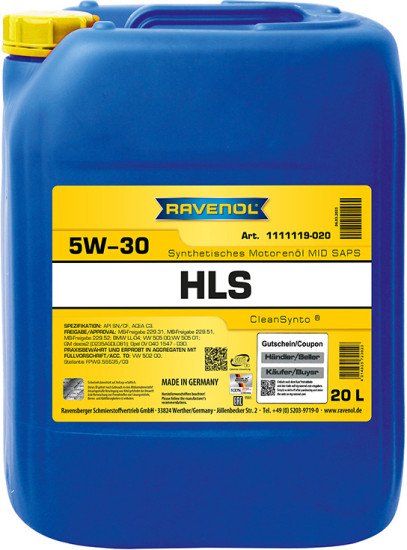 Моторное масло RAVENOL HLS 5W-30