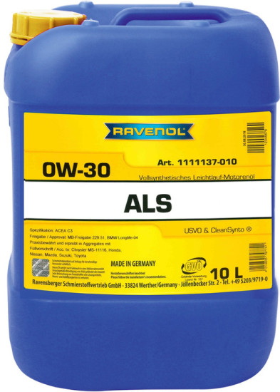Моторное масло RAVENOL ALS 0W-30