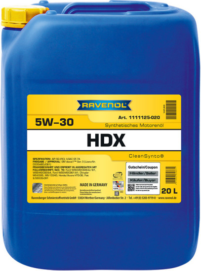 Моторное масло RAVENOL HDX 5W-30