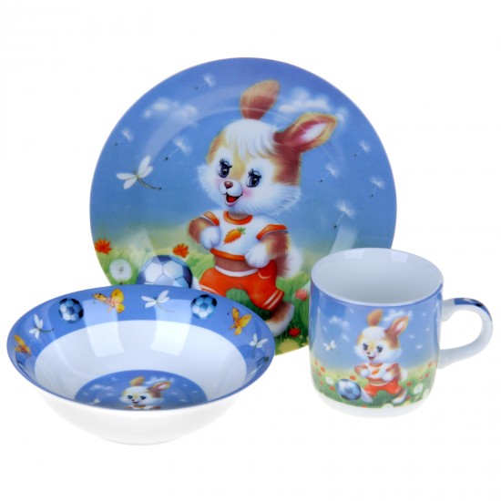 Набор детской посуды «Заяц футболист»
