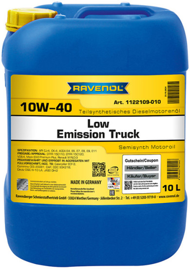 Моторное масло RAVENOL Low Emission Truck 10W-40