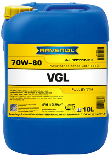 Трансмиссионное масло RAVENOL VGL 70W-80