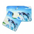 Набор ковриков для ванной и туалета «Дельфины» 2 шт, 45 х 75, 45 х 50 см