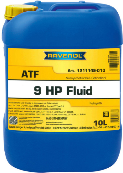 Трансмиссионное масло RAVENOL ATF 9HP Fluid