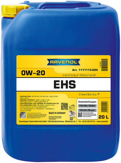 Моторное масло RAVENOL EHS 0W-20