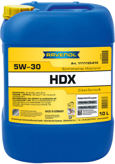 Моторное масло RAVENOL HDX 5W-30