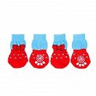 Носки хлопковые нескользящие «Бантик», размер L, набор 4 шт., красно-голубые