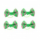Бантик зелено-розовый на латексной резинке, 4 х 2,5 см, набор 4 шт