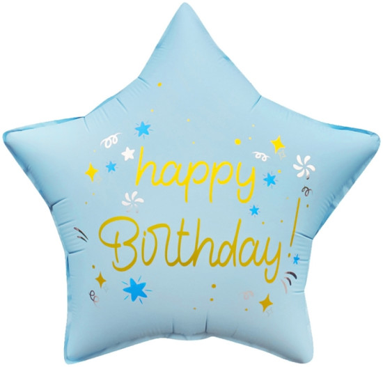 Воздушный шар «Звезда Happy Birthday (праздничные искры) Сатин в уп»