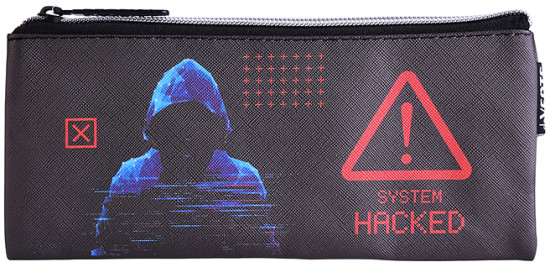 Пенал "Label. Hacker" плоский для 35 предметов на молнии искусственная кожа до -40C с антивандальной фактурой с подкладом