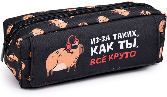 Пенал школьный "Крутая капибара" без наполнения полиэстер