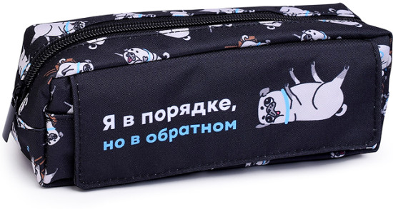 Пенал школьный "Мопс в порядке" без наполнения полиэстер