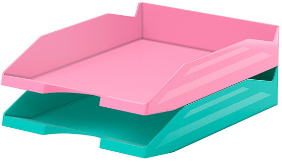 Лоток настольный из 2 пластиковых лотков для бумаг Office Pastel Mint мятный и